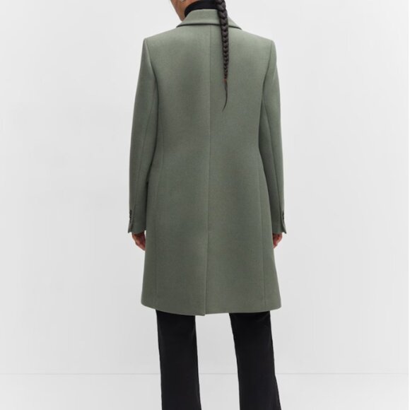 MANGO Wool Double-Breasted Coat in Khaki Sz L - Picture 4 of 16